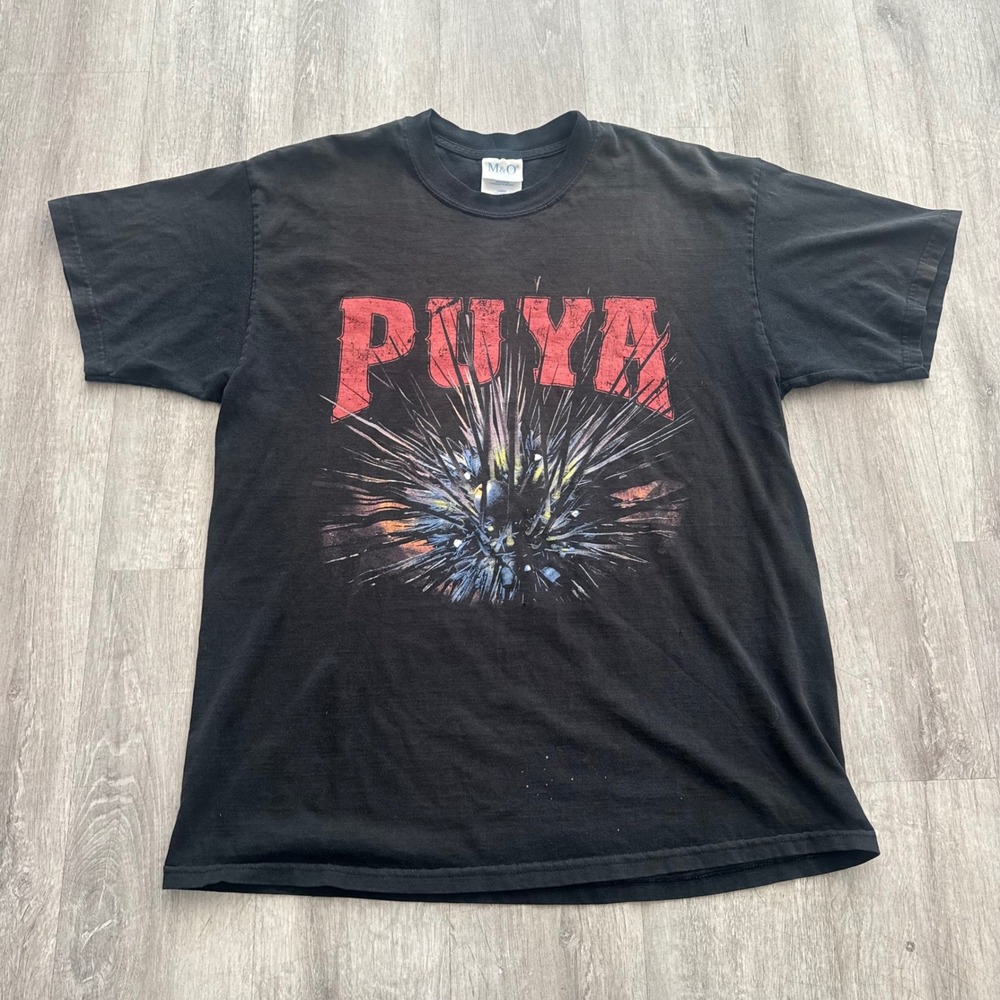 Vintage Puya Union Band T-Shirt Mens Large Black M&O Knits thrash punk Metal Tee